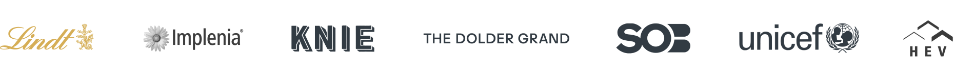 Lindt, Implenia, Knie, The Dolder Grand, SOB, UNICEF and HEV